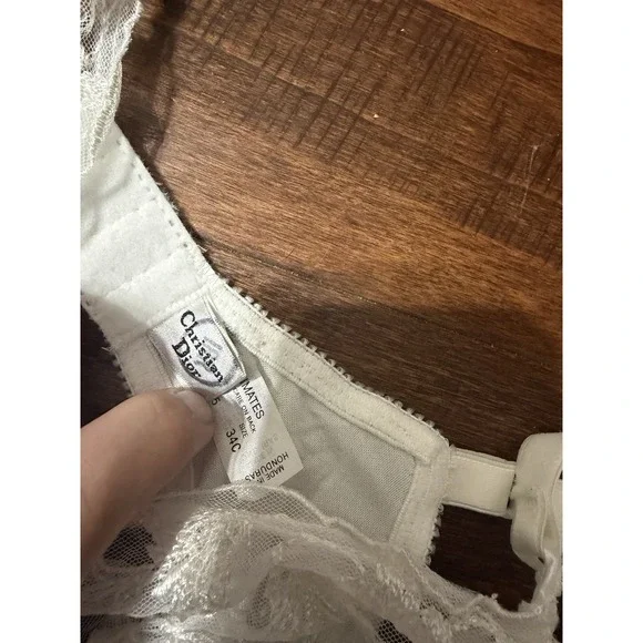 Christian Dior Vintage 1980s Lace Bra 34C NOS NWT Deadstock Ivory - Picture 7 of 8
